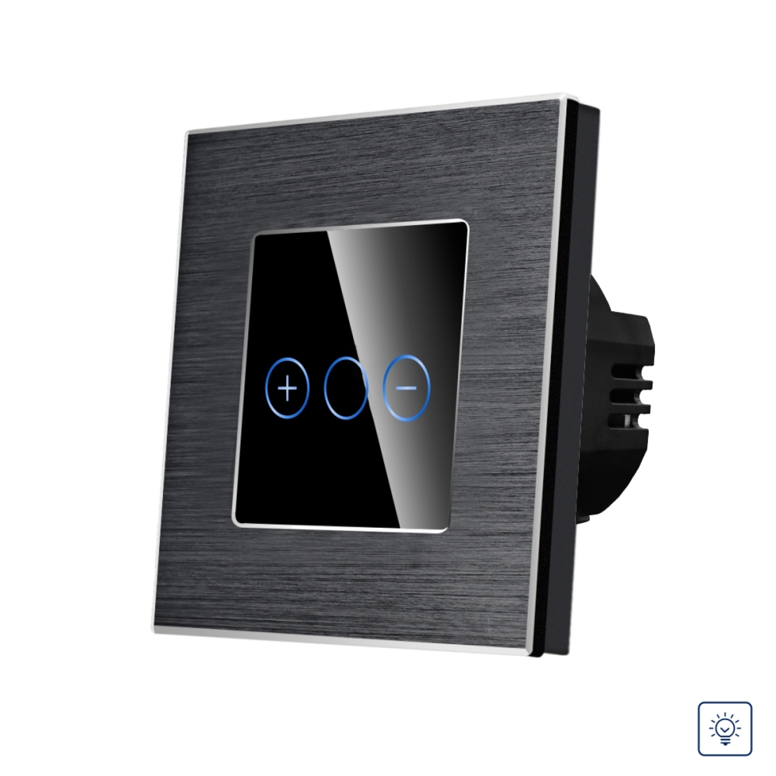 Intrerupator Simplu cu Variator cu Touch din Sticla si Rama de Aluminiu LUXION, negru