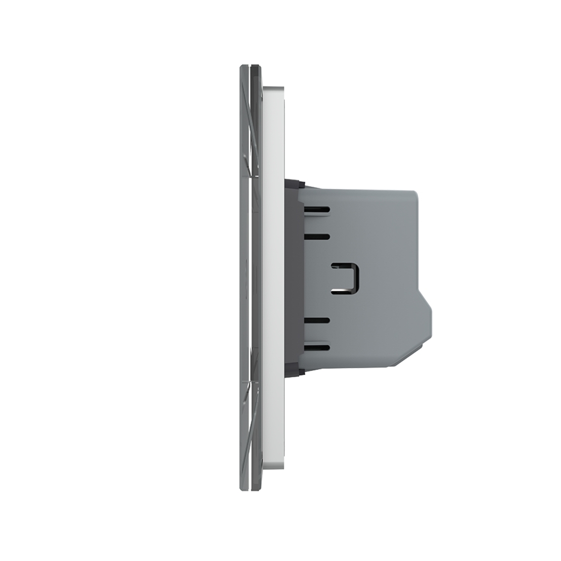 Intrerupator Simplu + Dublu cu Touch LIVOLO cu Rama Din Sticla, Standard Italian, 4M, gri