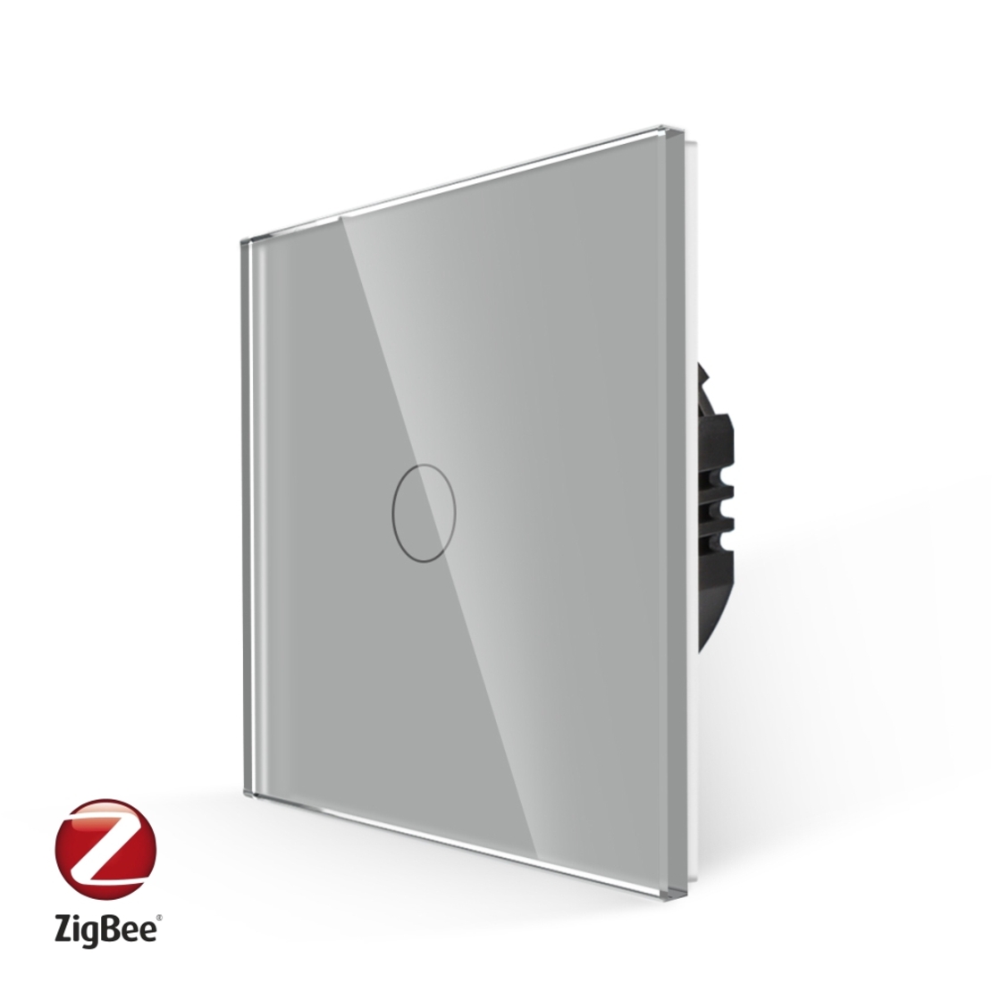 Intrerupator Simplu cu Touch din Sticla LUXION, protocol ZigBee, gri