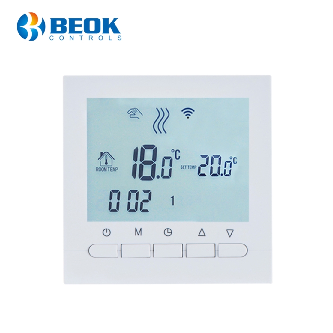 Termostat WiFi pentru centrala termica pe gaz si incalzire in pardoseala, Aplicatia mobila Smart Life, BeOk BOT-313WiFi, alb