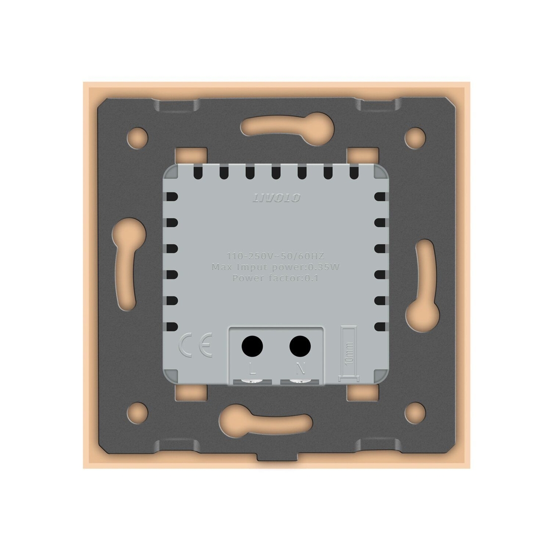 Lampa de veghe LED Livolo cu rama din sticla, Senzor miscare incorporat, auriu