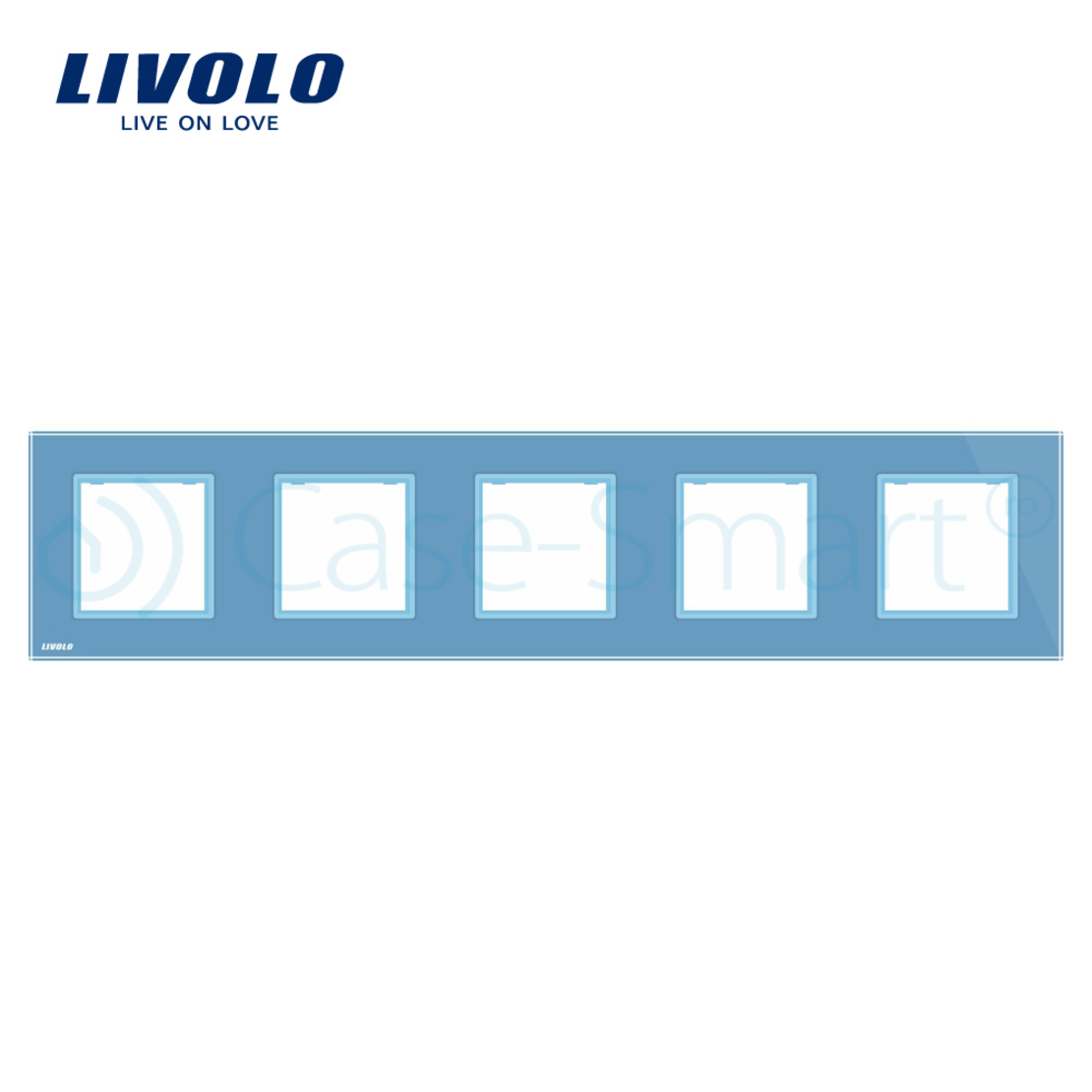 Rama cvintuplu din sticla Livolo, albastru
