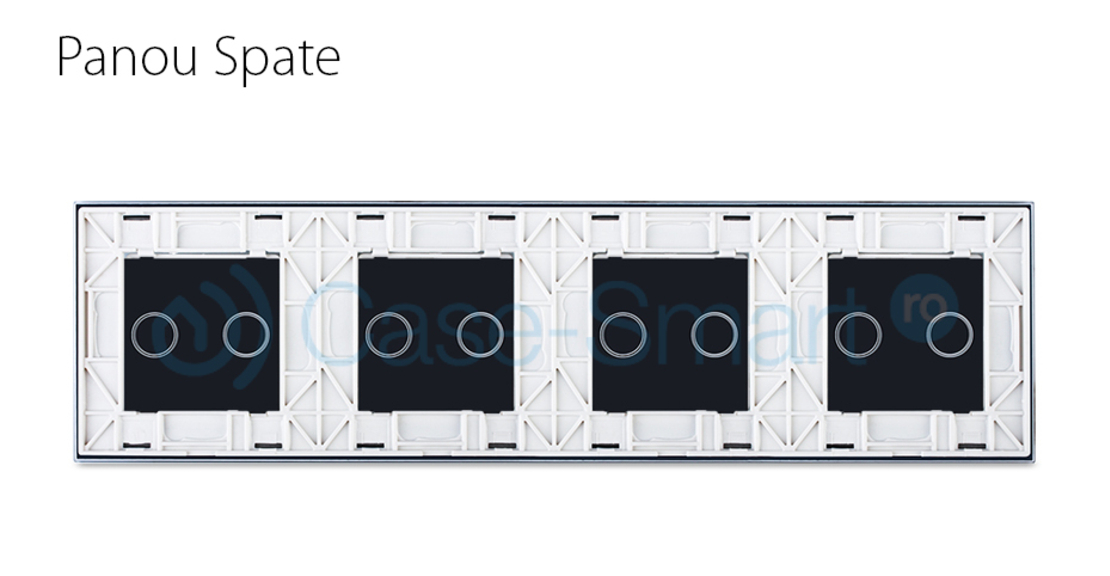 Panou intrerupator dublu+dublu+dublu+dublu cu touch Livolo din sticla, alb