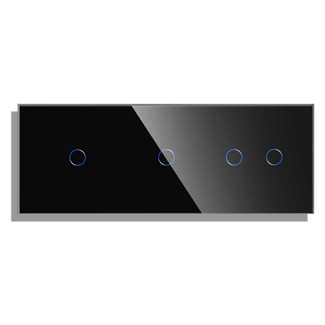 Panou Intrerupator Simplu + Simplu + Dublu cu Touch din Sticla LUXION, negru