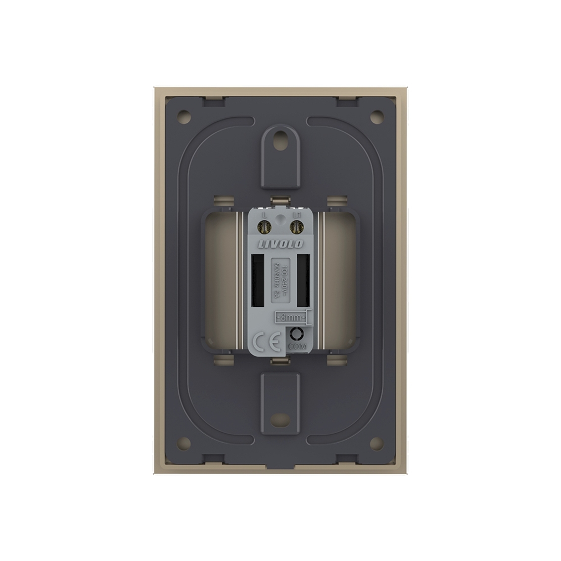 Intrerupator Simplu cu Touch Livolo cu Rama Din Sticla 1M, Zigbee EC, auriu