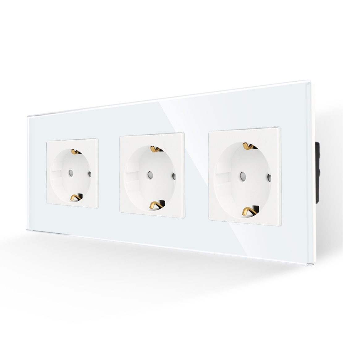 Priza Tripla cu Rama din Sticla LUXION, alb
