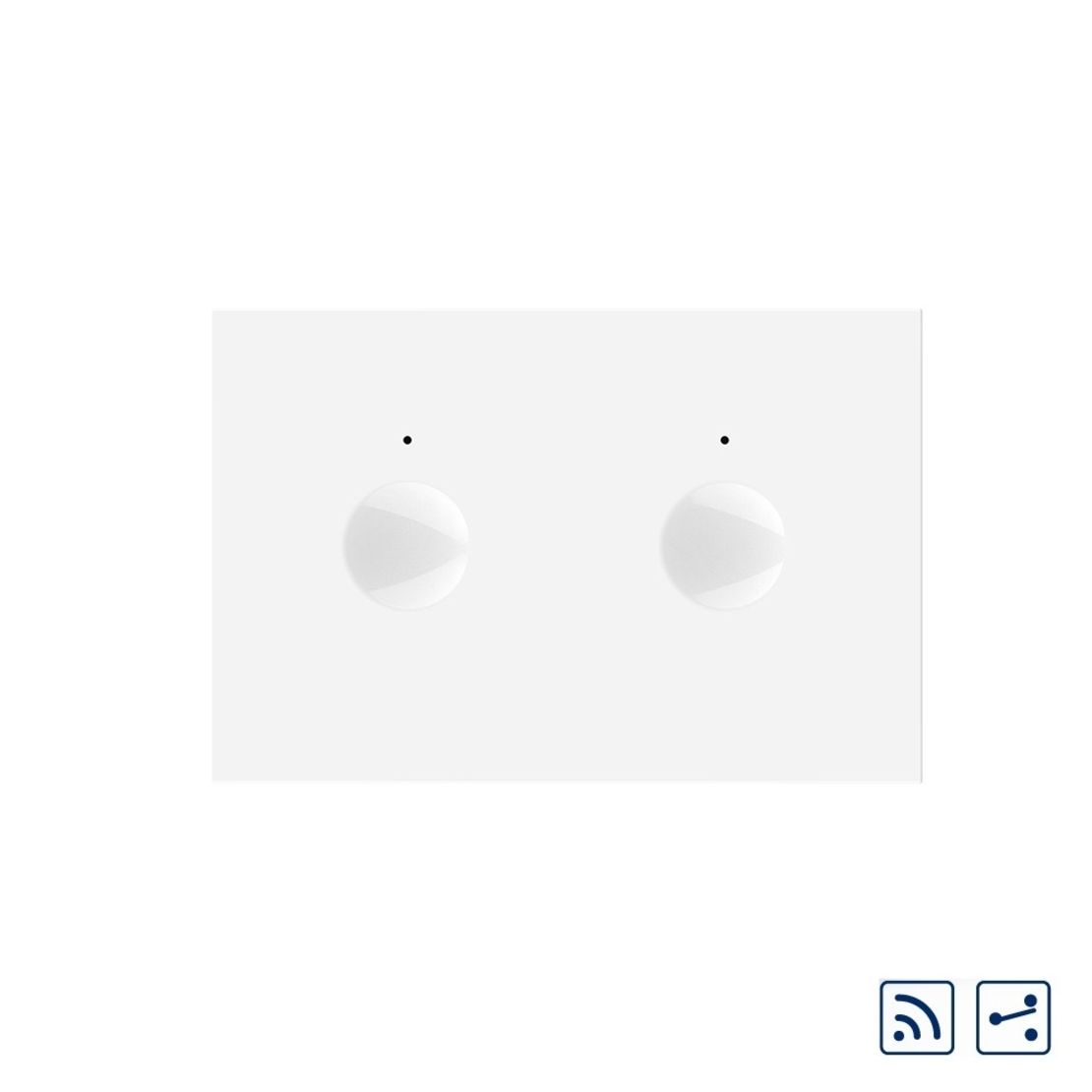 Modul intrerupator dublu cap scara / cruce wireless cu touch Livolo standard Italian, Serie noua, alb