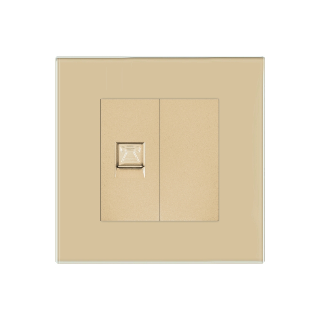 Priza Telefon + Blank cu Rama din Sticla LUXION, auriu