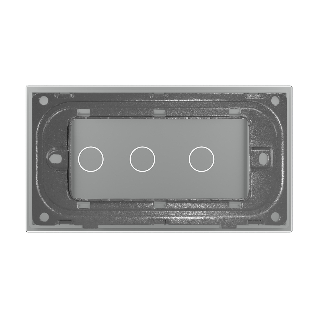 Panou Intrerupator Simplu + Dublu cu Touch LIVOLO din Sticla, Standard Italian - 4M, gri