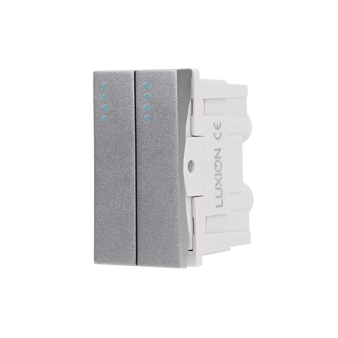 Modul Intrerupator Dublu Mecanic 2M / 1M LUXION, Standard Italian, gri