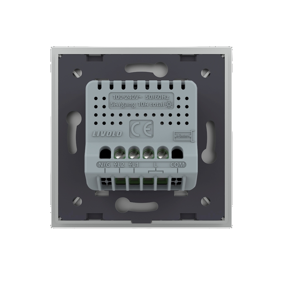 Intrerupator Dublu cu Revenire / Reset cu Touch LIVOLO - Serie Noua, gri