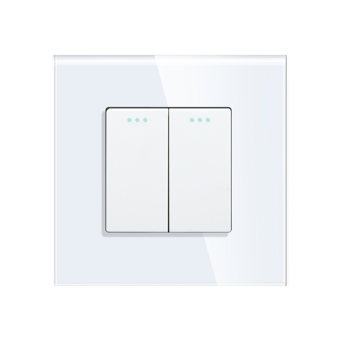Intrerupator Dublu Cap Scara Mecanic LUXION cu Rama din Sticla, alb