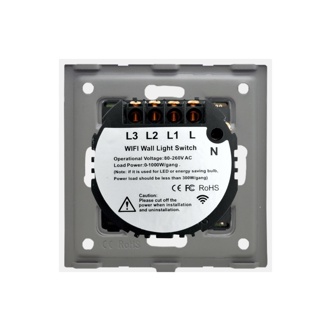 Intrerupator Triplu Wi-Fi + RF433 cu Touch din Sticla LUXION, auriu