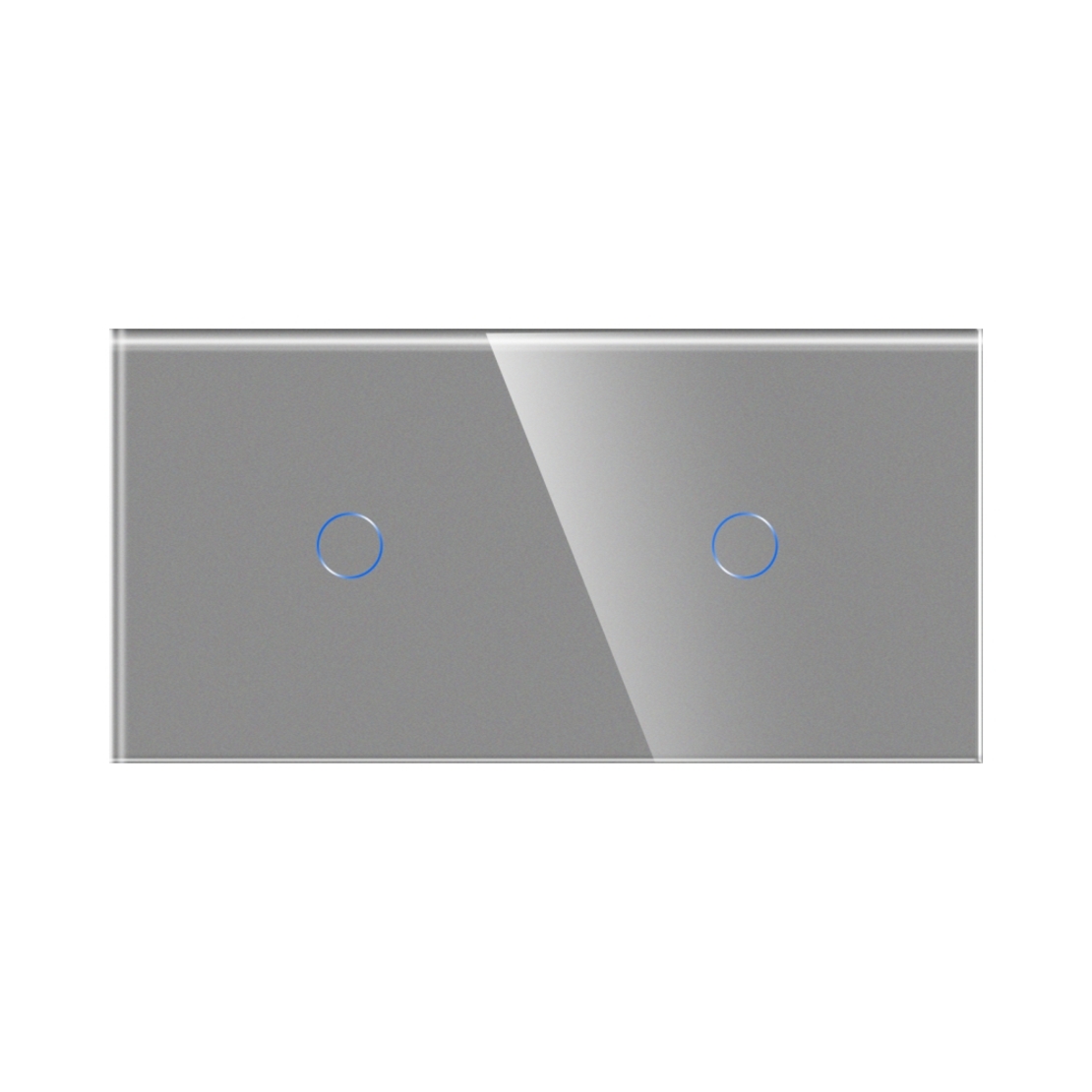 Panou Intrerupator Simplu + Simplu cu Touch Din Sticla LUXION, gri