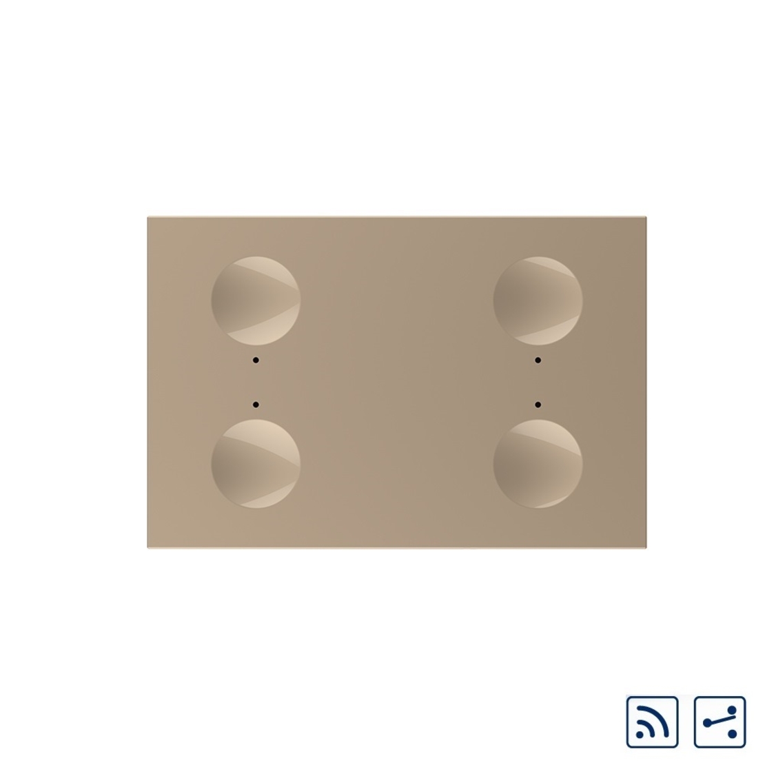 Modul intrerupator cvadruplu cap scara / cap cruce wireless cu touch Livolo standard Italian, Serie noua, auriu