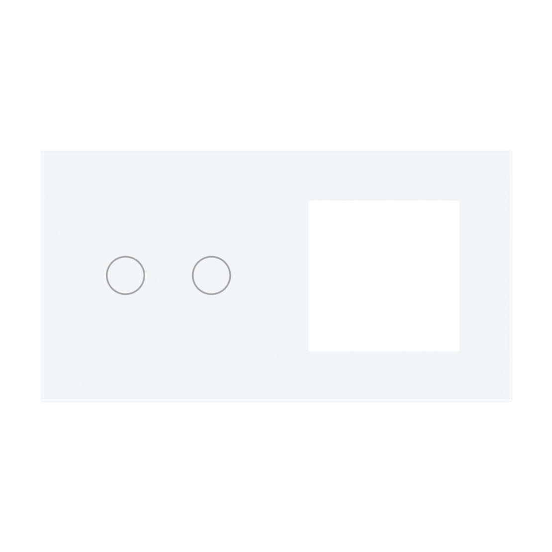 Panou Intrerupator Dublu cu Touch si Priza Simpla Din Sticla LUXION, alb