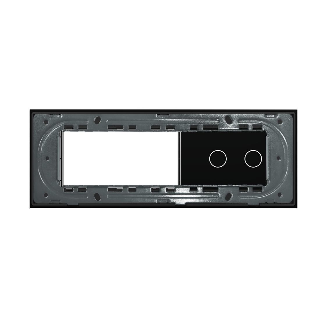 Panou Intrerupator Dublu cu 2 Prize LIVOLO din Sticla, Standard Italian - 6/7M, negru