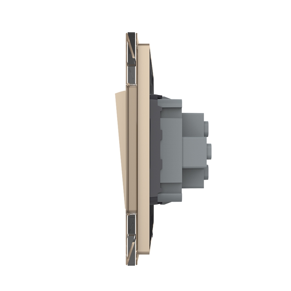 Intrerupator Simplu Mecanic si Cap Scara , 2 Module LIVOLO cu Rama din Sticla - Serie Noua, auriu