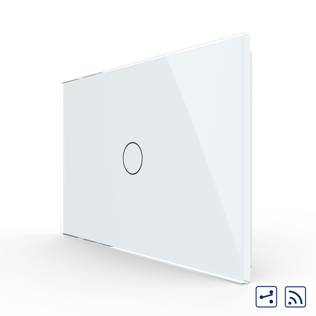 Intrerupator cap scara/cruce wireless cu touch Livolo din sticla - standard italian, alb
