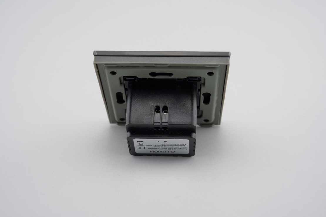 Lampa de Veghe LED cu Lumina Alb - Neutra LUXION cu Rama de Sticla, gri