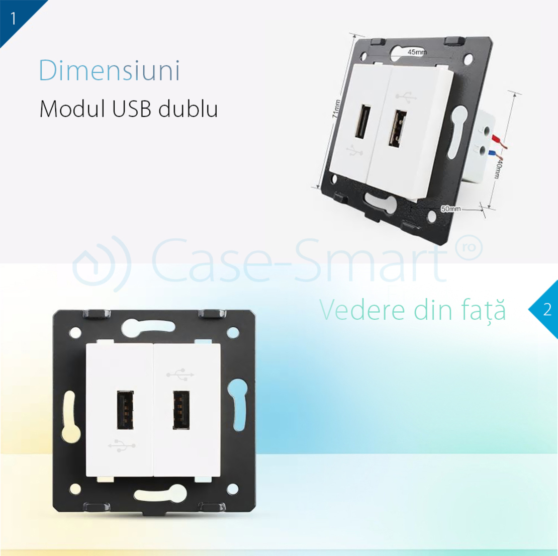Priza Dubla USB Livolo, alb