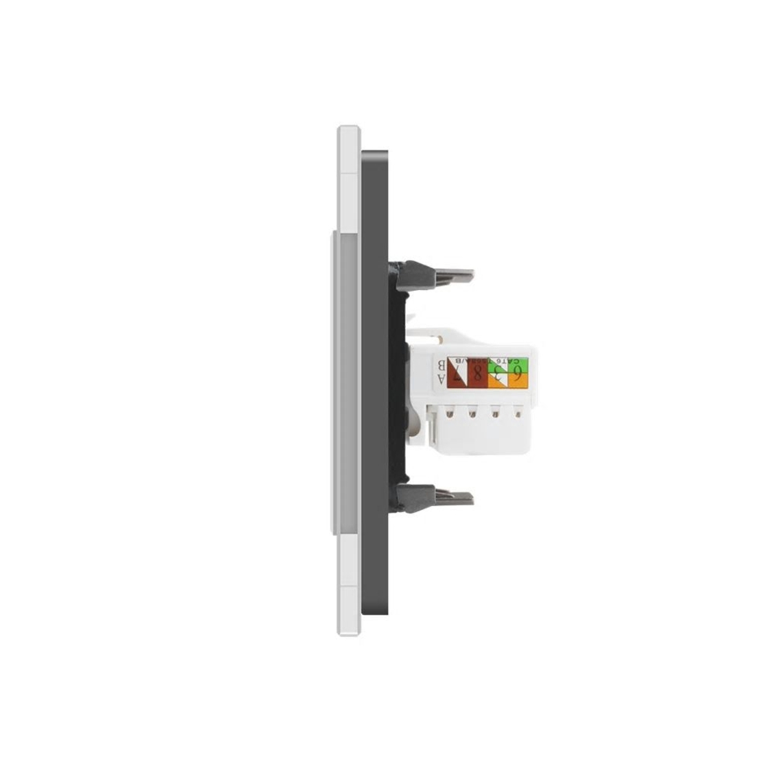 Priza dubla Livolo cu rama din sticla 1 priza Schuko+TV/internet, gri