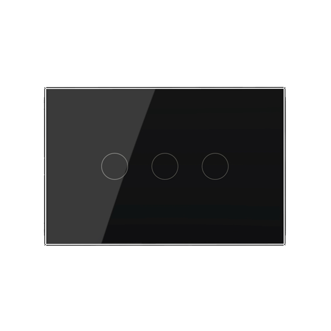 Intrerupator triplu cap scara / cruce cu touch Livolo din sticla, standard italian - Serie noua, negru
