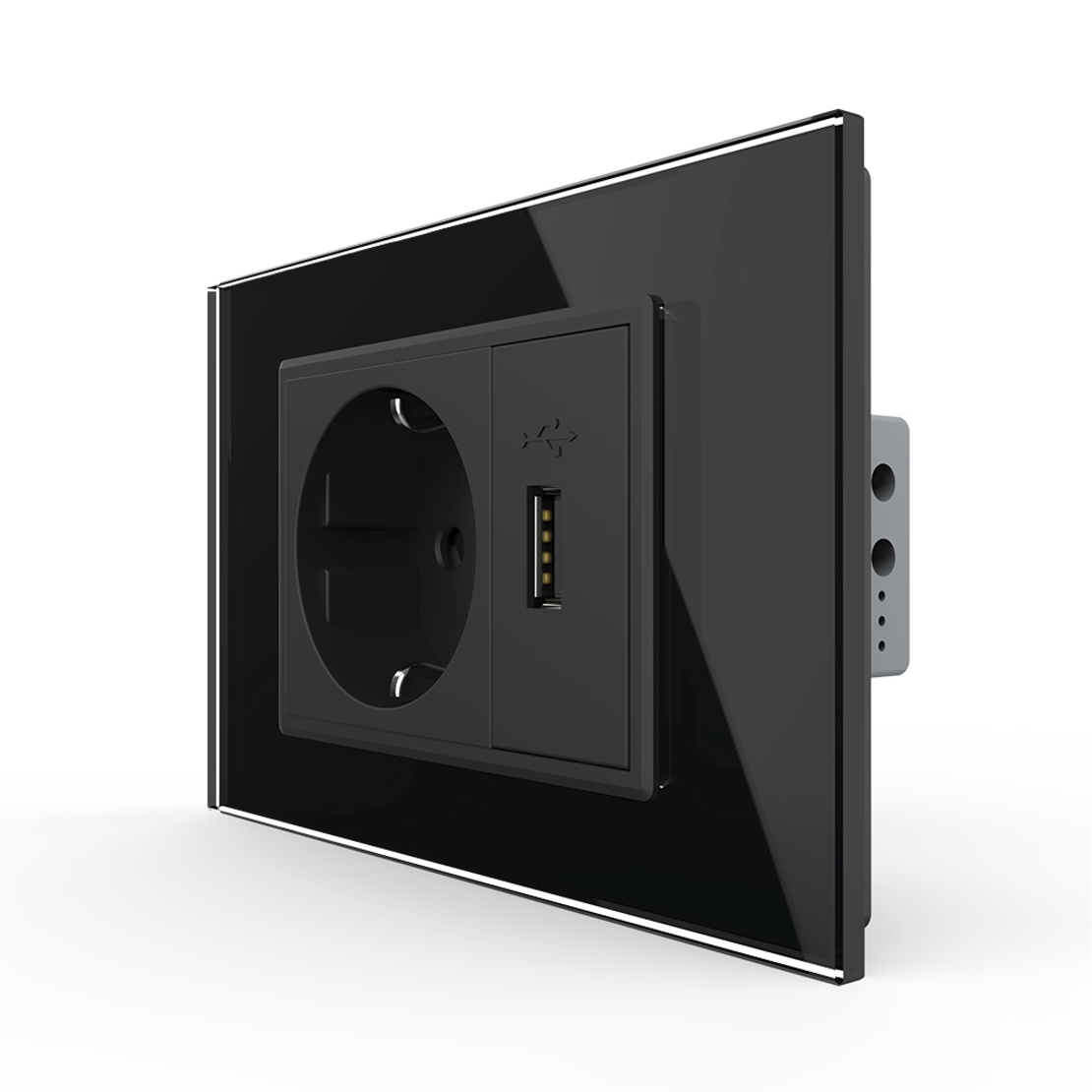 Priza simpla cu USB Livolo standard italian, negru