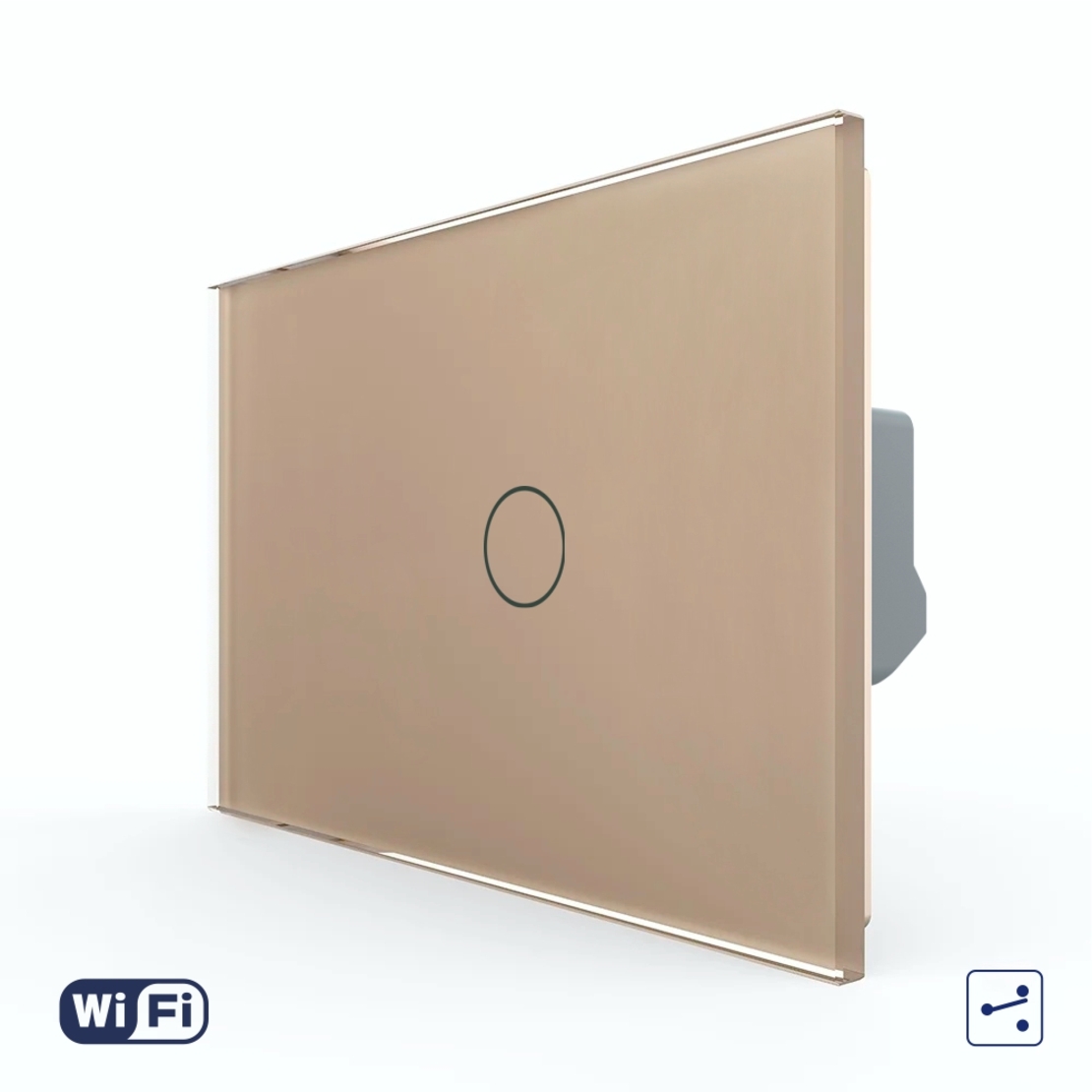 Intrerupator Simplu Cap Scara / Cruce Wi-Fi cu Touch LIVOLO, standard italian – Serie Noua, auriu