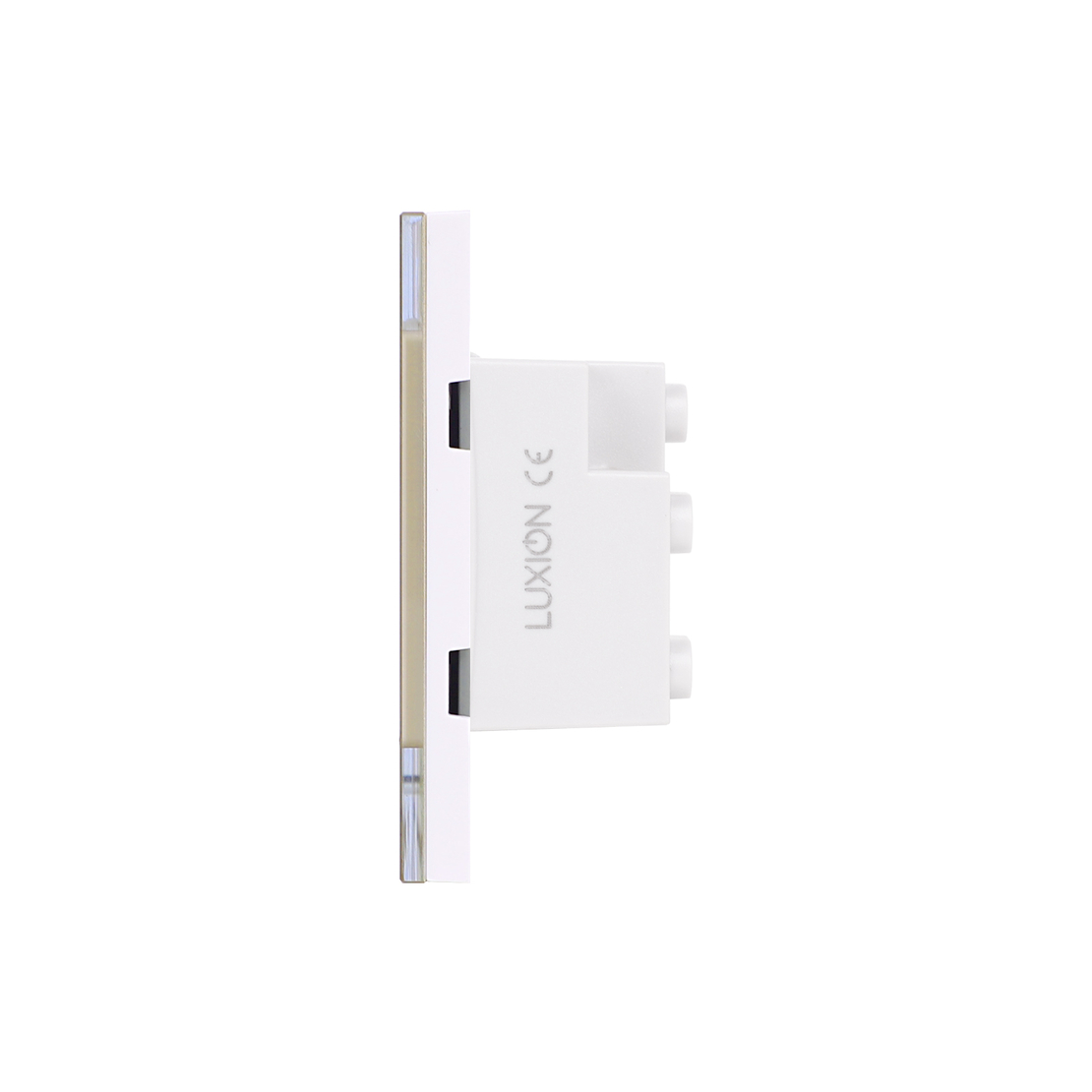 Priza Tripla cu Rama din Sticla LUXION, Standard Italian, 3M, auriu