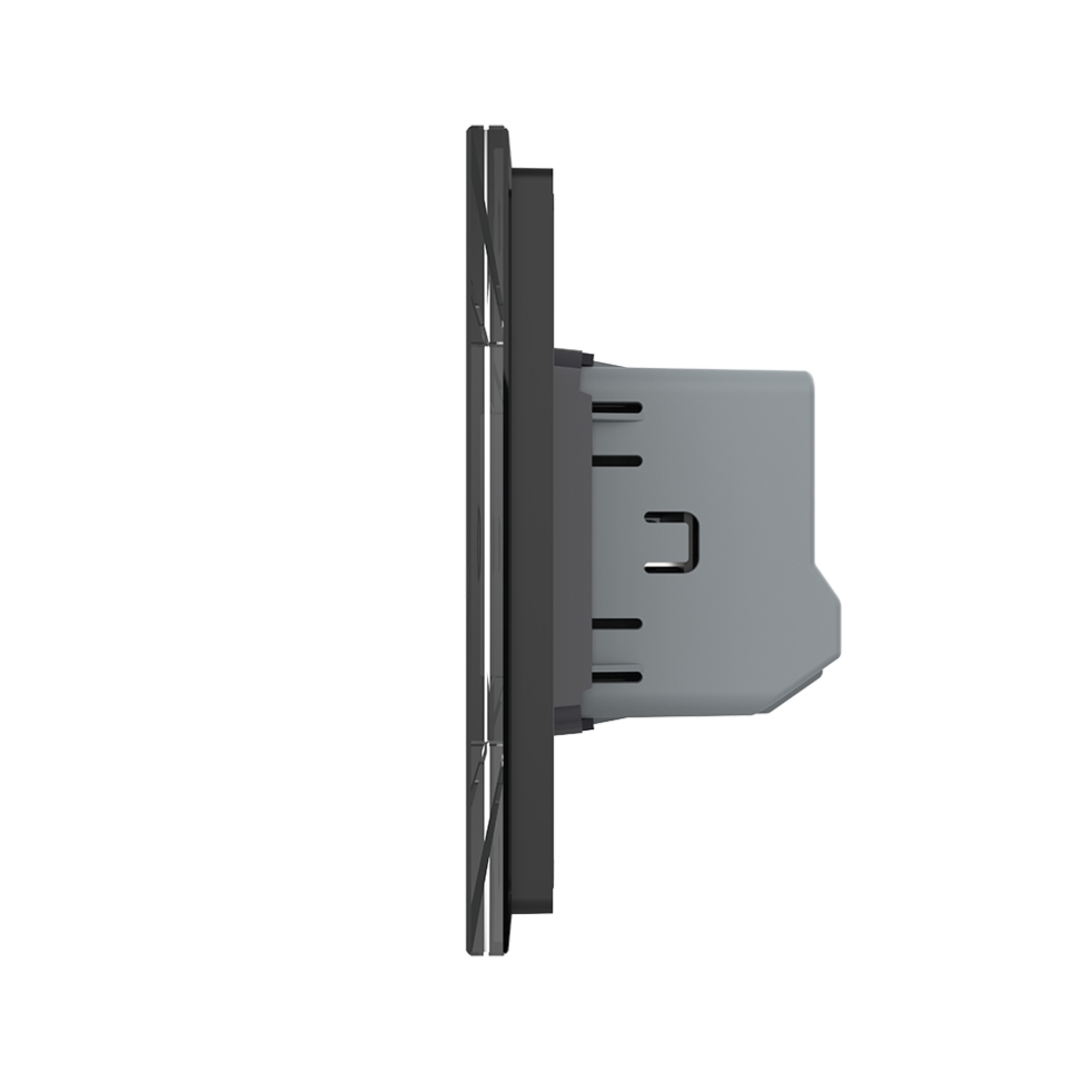 Intrerupator Simplu + Dublu cu Touch LIVOLO cu Rama Din Sticla, Standard Italian, 4M, negru