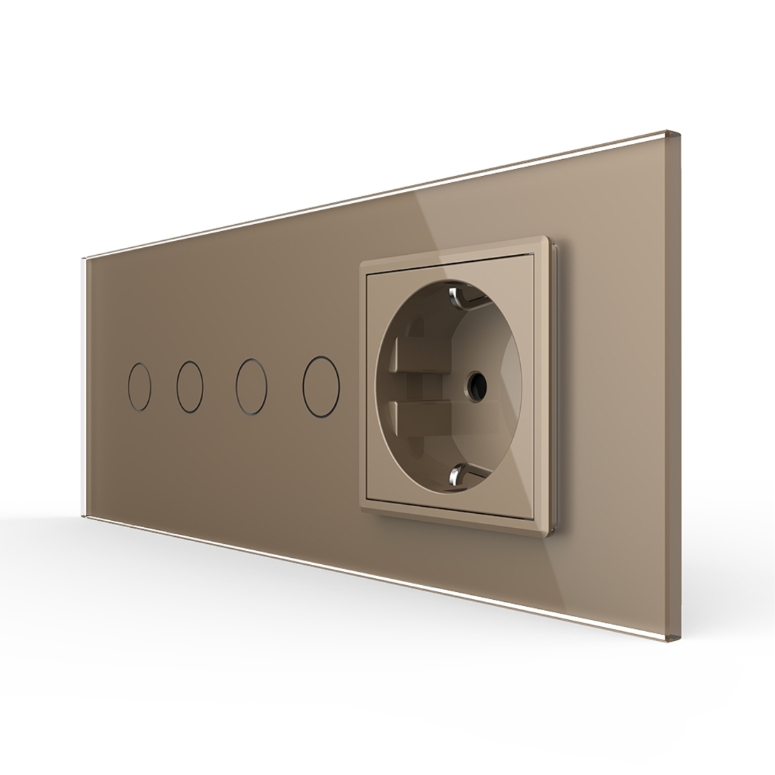 Intrerupator Dublu + Dublu + Priza LIVOLO cu Rama Din Sticla, Standard Italian, 6M, auriu