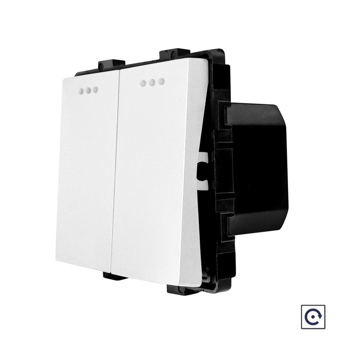 Modul Intrerupator Dublu Mecanic cu Reset / Revenire LUXION, alb