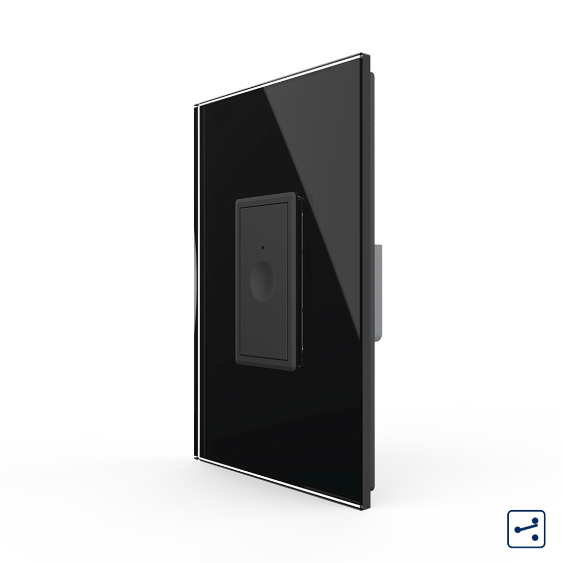 Intrerupator Simplu Cap Scara / Cruce cu Touch Livolo cu Rama Din Sticla 1M - Serie Noua, negru