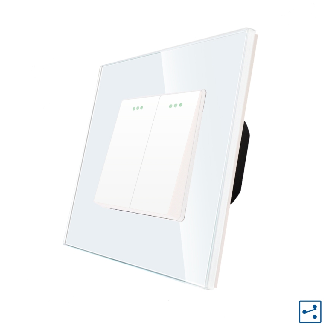 Intrerupator Dublu Cap Scara Mecanic LUXION cu Rama din Sticla, alb