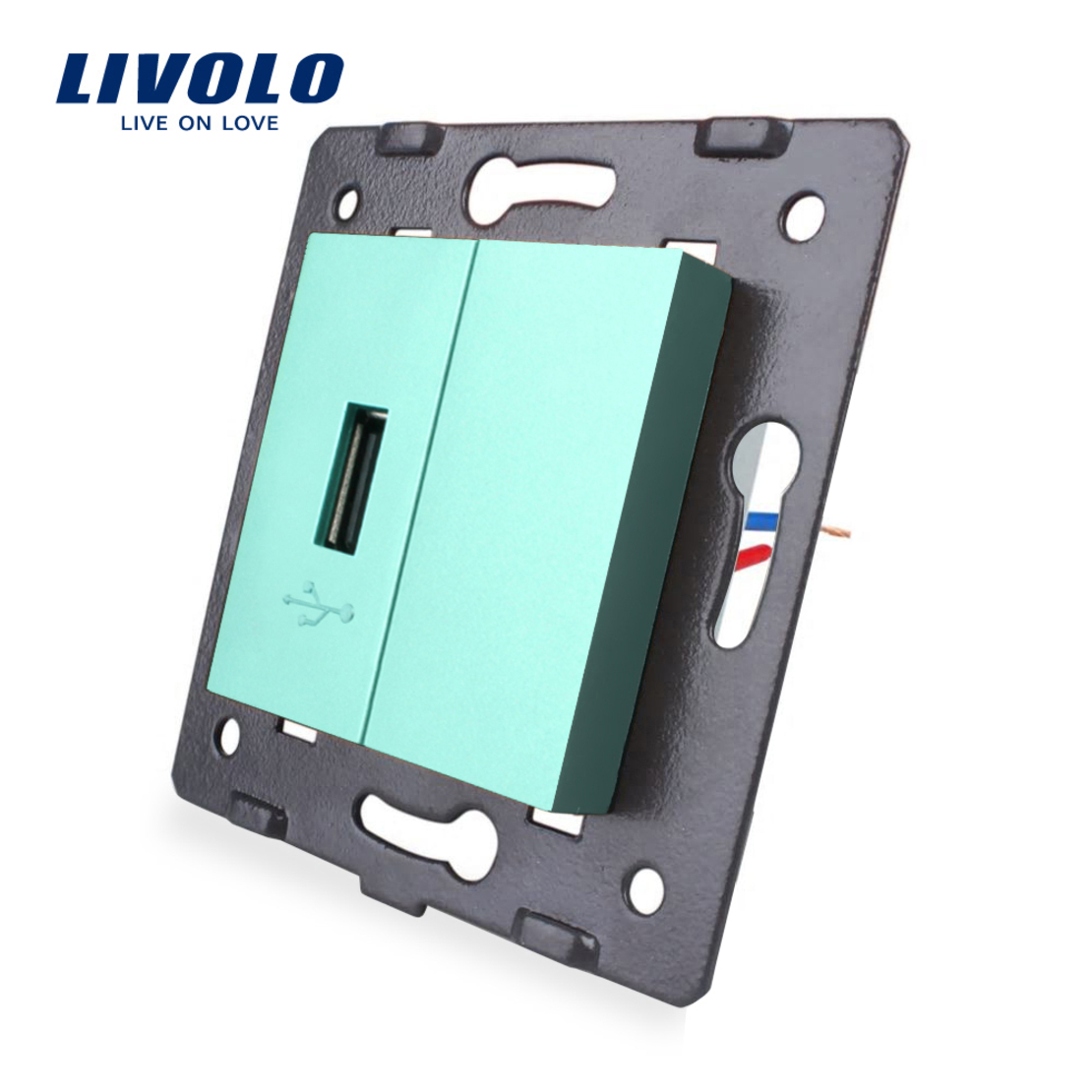 Priza USB Livolo, verde