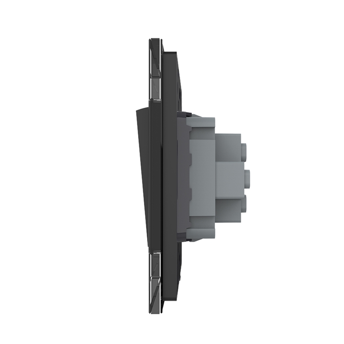 Intrerupator Simplu Mecanic si Cap Scara , 2 Module LIVOLO cu Rama din Sticla - Serie Noua, negru