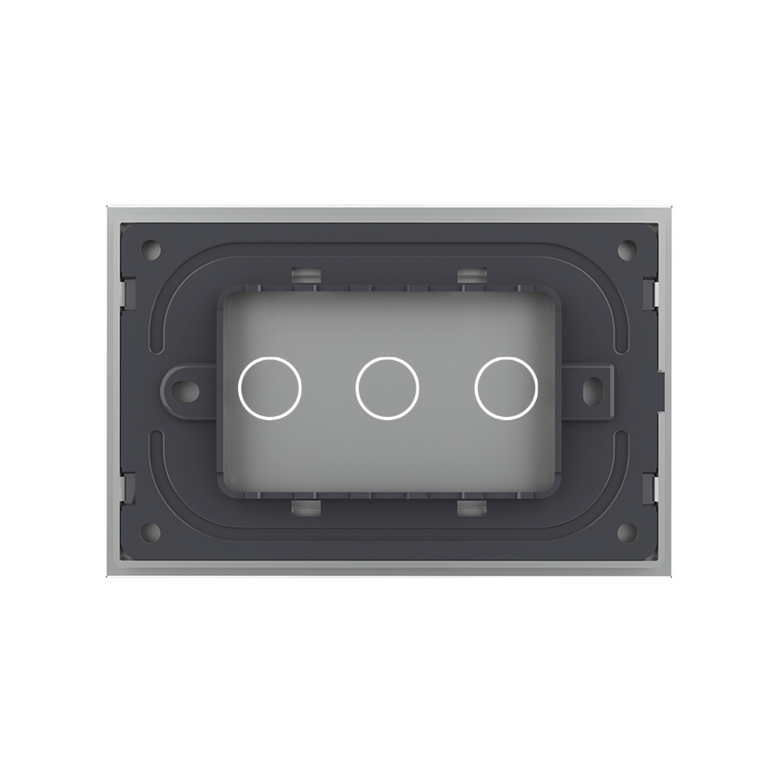 Panou intrerupator triplu cu touch Livolo din sticla, standard Italian - Serie noua, gri