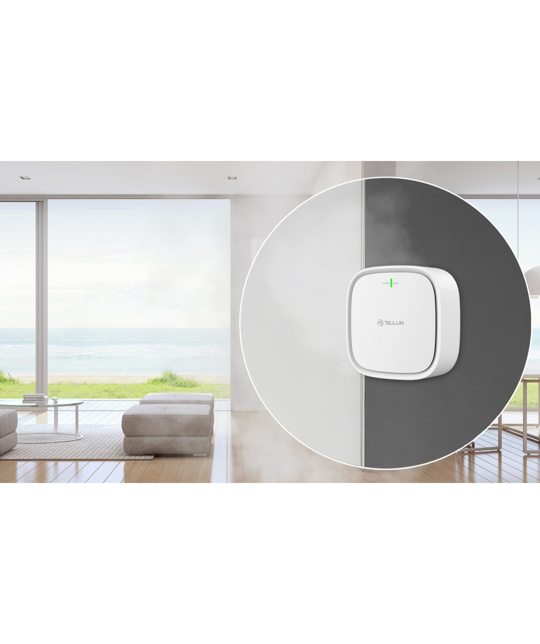 Senzor de gaz Tellur, Conexiune Wi-Fi, 2.4 GHz, Alarma, Notificari