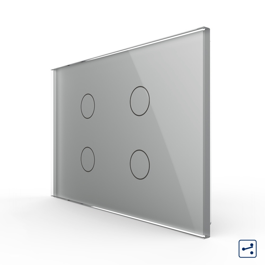 Intrerupator cvadruplu cap scara / cruce cu touch Livolo din sticla, standard Italian - Serie noua, gri