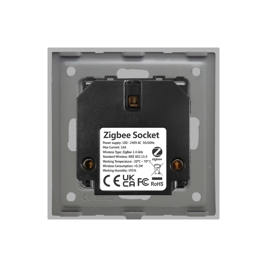 Priza inteligenta pentru perete LUXION Zigbee cu rama din sticla, gri