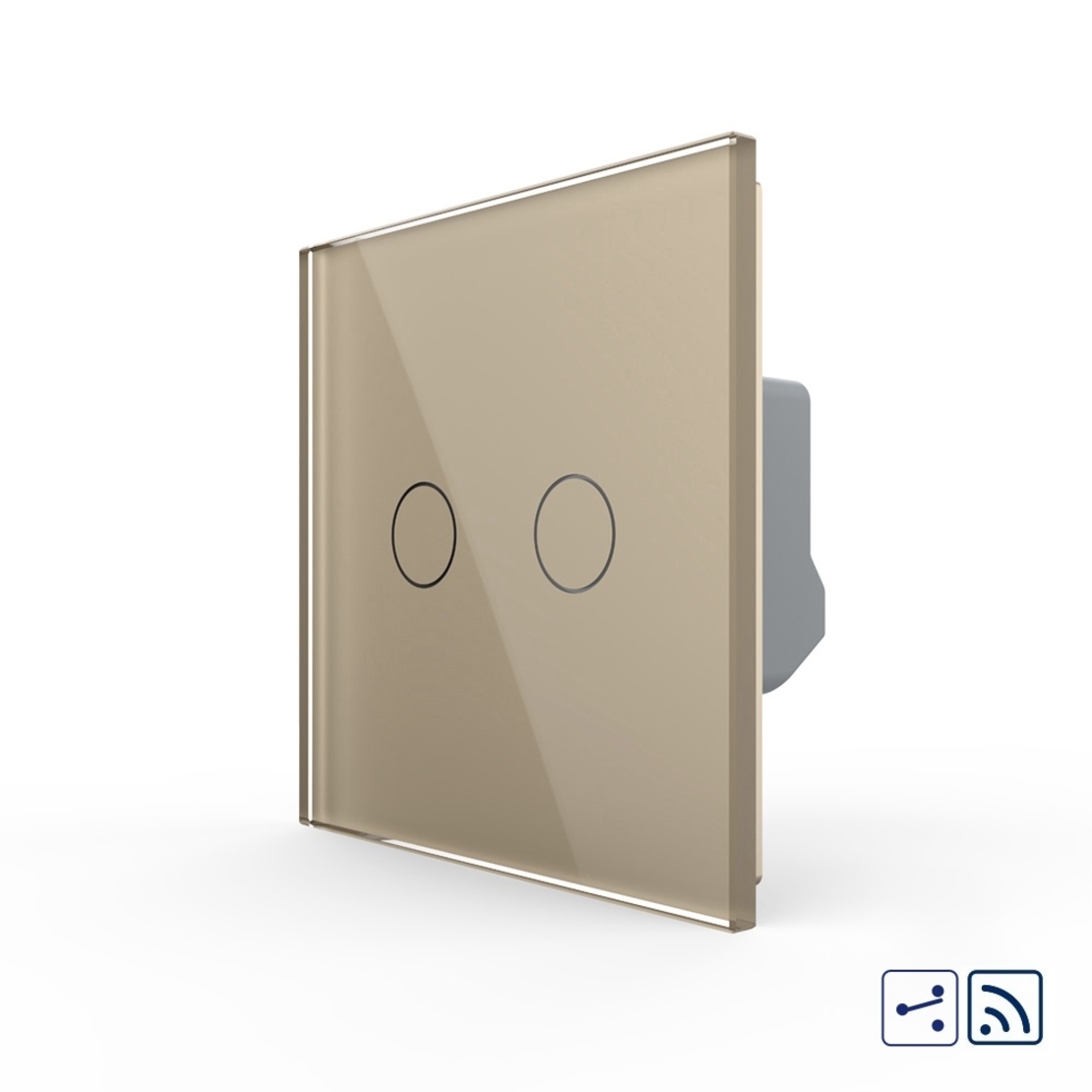 Intrerupator Dublu Cap Scara / Cruce Wireless cu Touch LIVOLO - Serie Noua, auriu