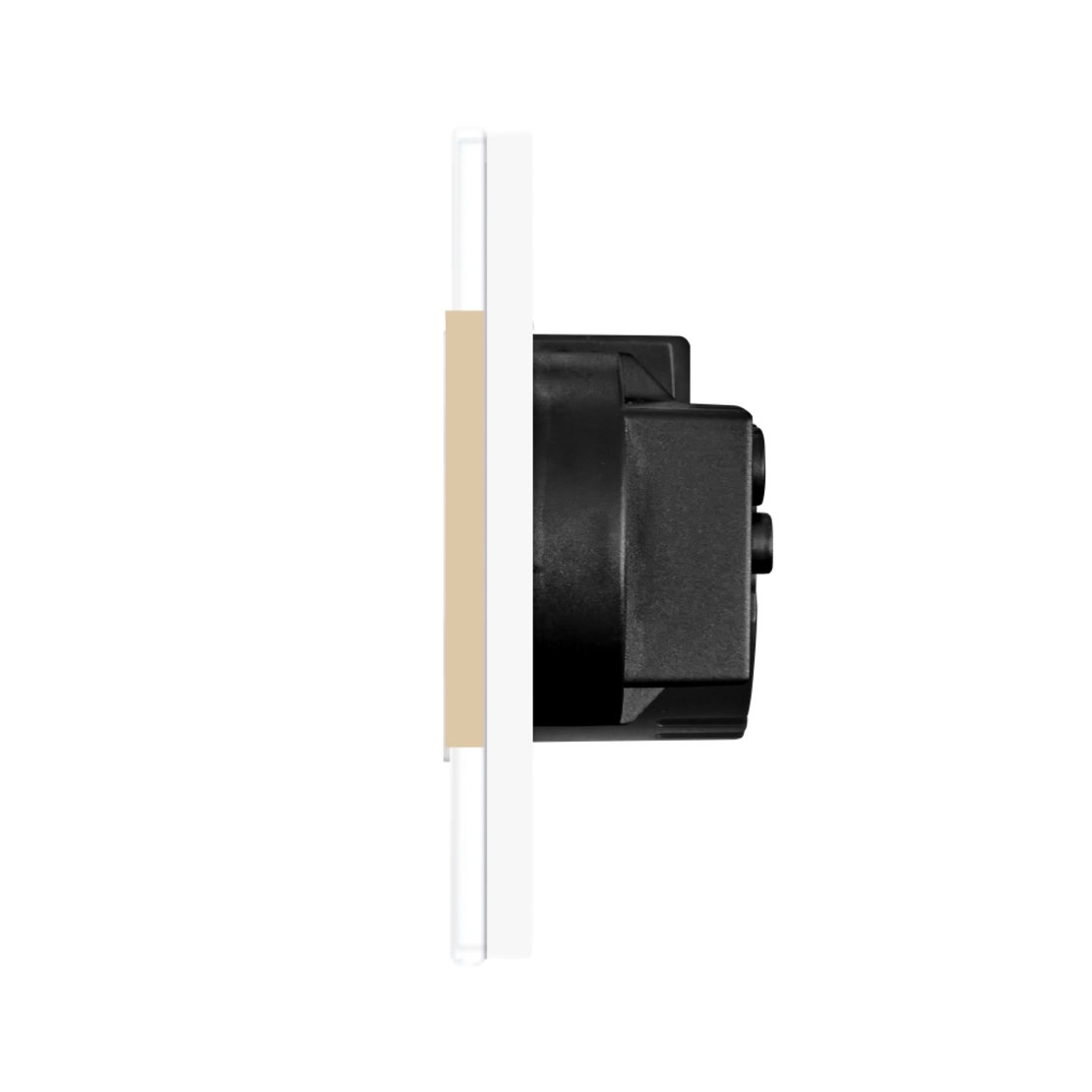 Intrerupator Triplu + 2 Prize cu Rama din Sticla LUXION, auriu