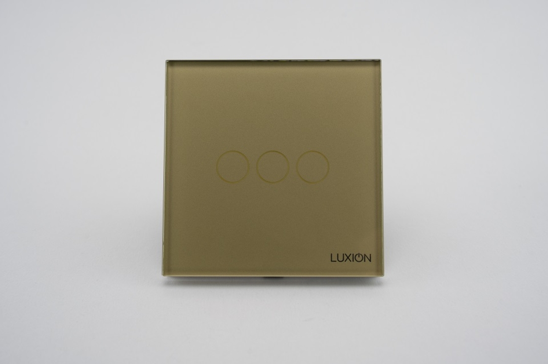 Intrerupator Triplu cu Touch din Sticla LUXION, 500W, auriu