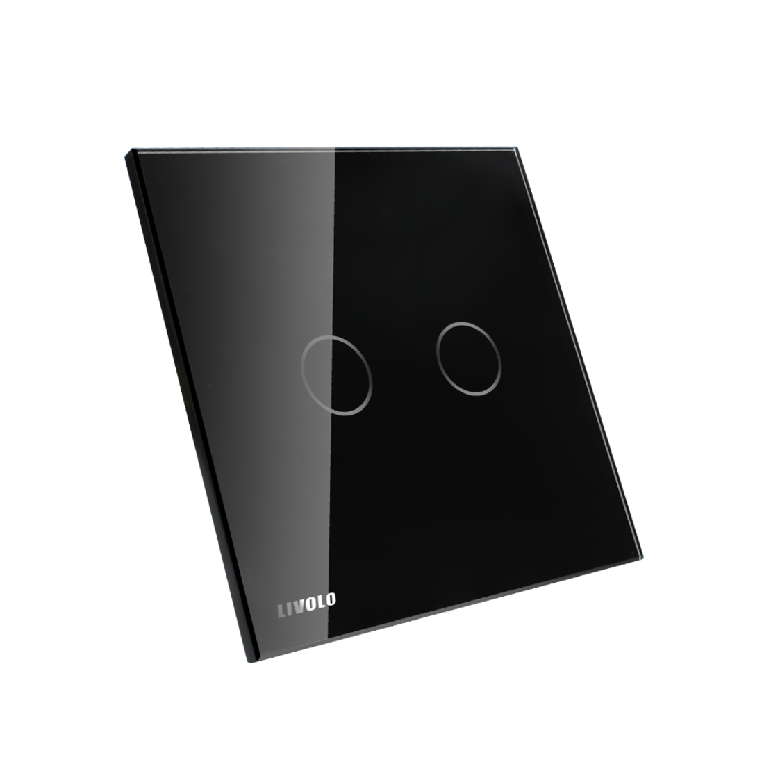 Panou intrerupator dublu cu touch Livolo din sticla, negru