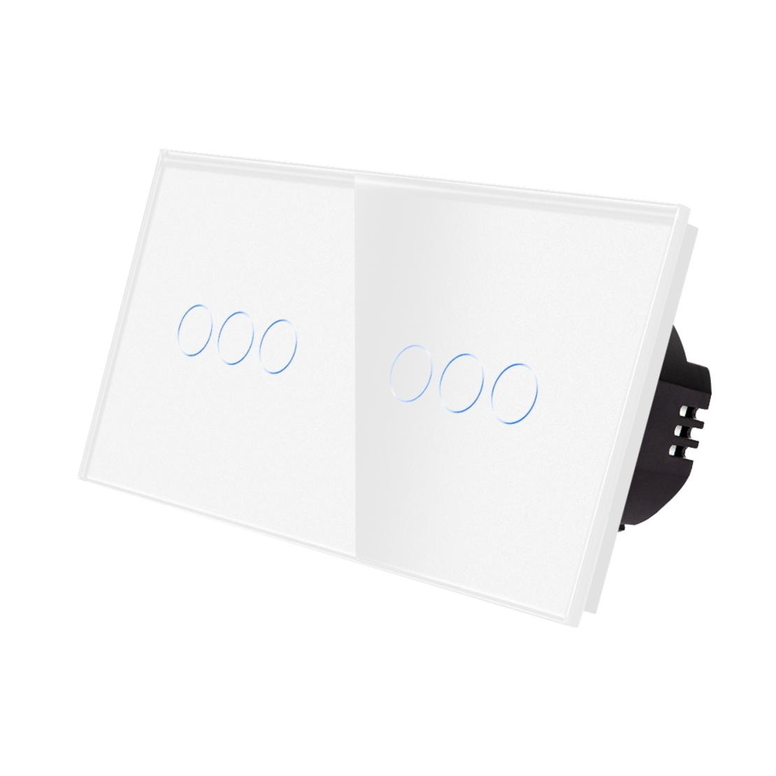 Intrerupator Triplu + Triplu cu Touch din Sticla LUXION, alb