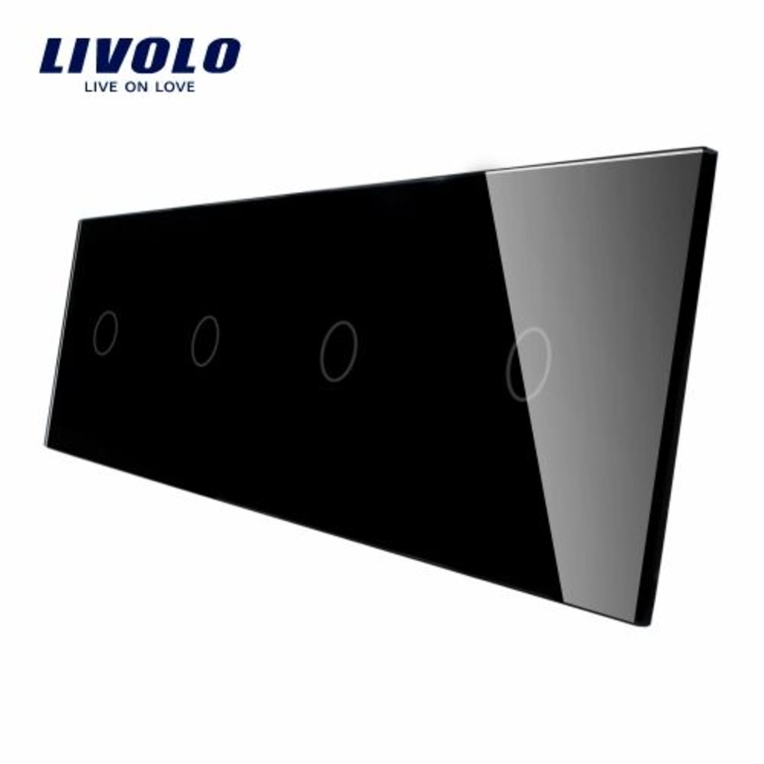 Panou 4 intrerupatoare simple cu touch Livolo din sticla, alb