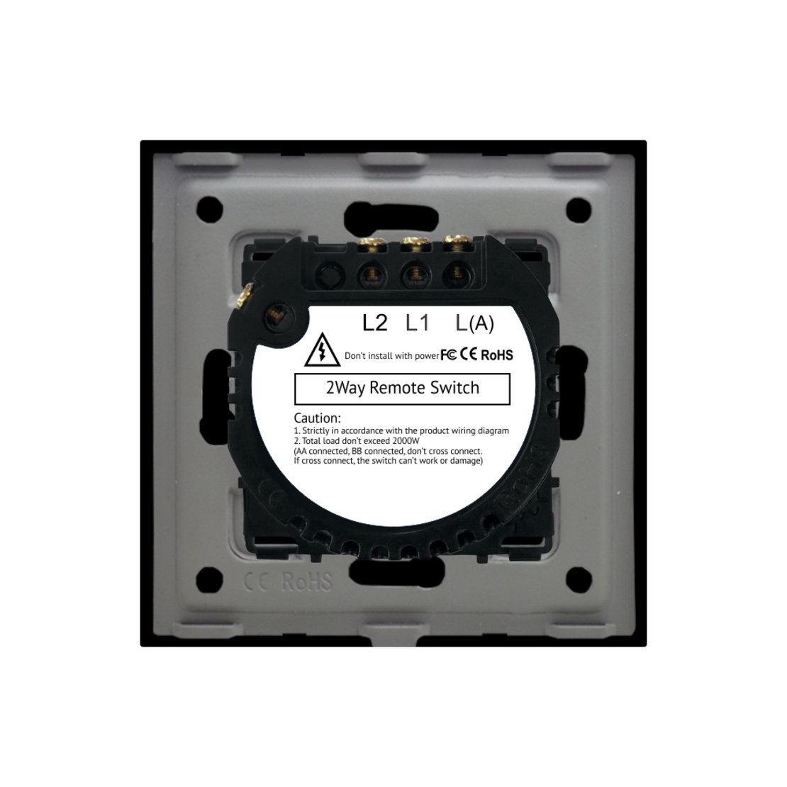 Intrerupator Dublu Cap Scara cu Touch din Sticla LUXION, RF433, negru