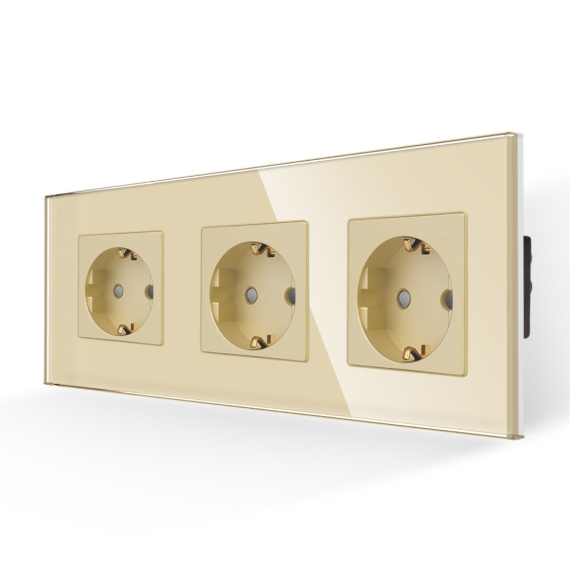 Priza Tripla cu Rama din Sticla LUXION, auriu