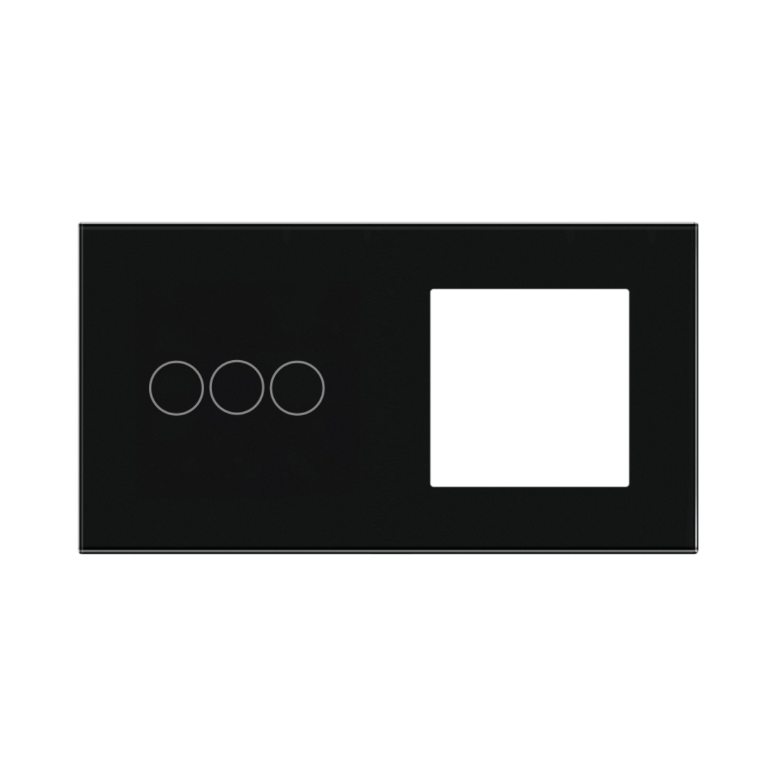 Panou Intrerupator Triplu cu Touch si Priza Simpla Din Sticla LUXION, negru